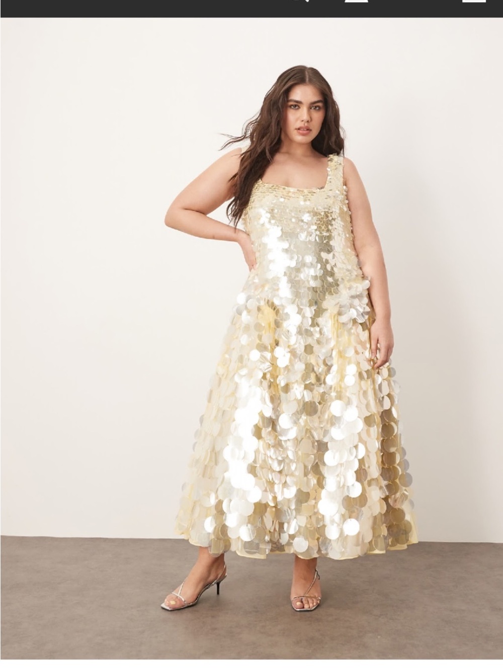 ASOS Curve Gold Sequin Maxi Dress - Picture 2 of 3